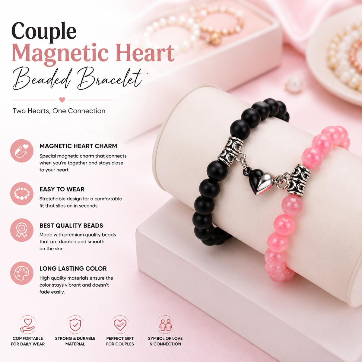 Magnetic Heart Bracelets For Couples