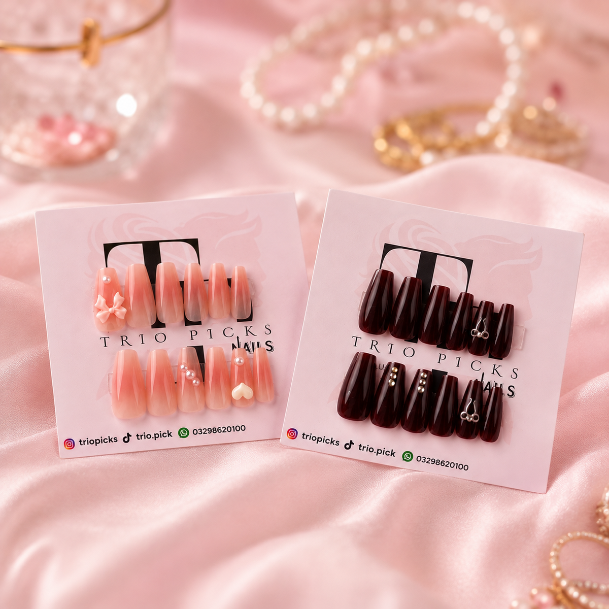 Peach & Burgundy Nail Duo