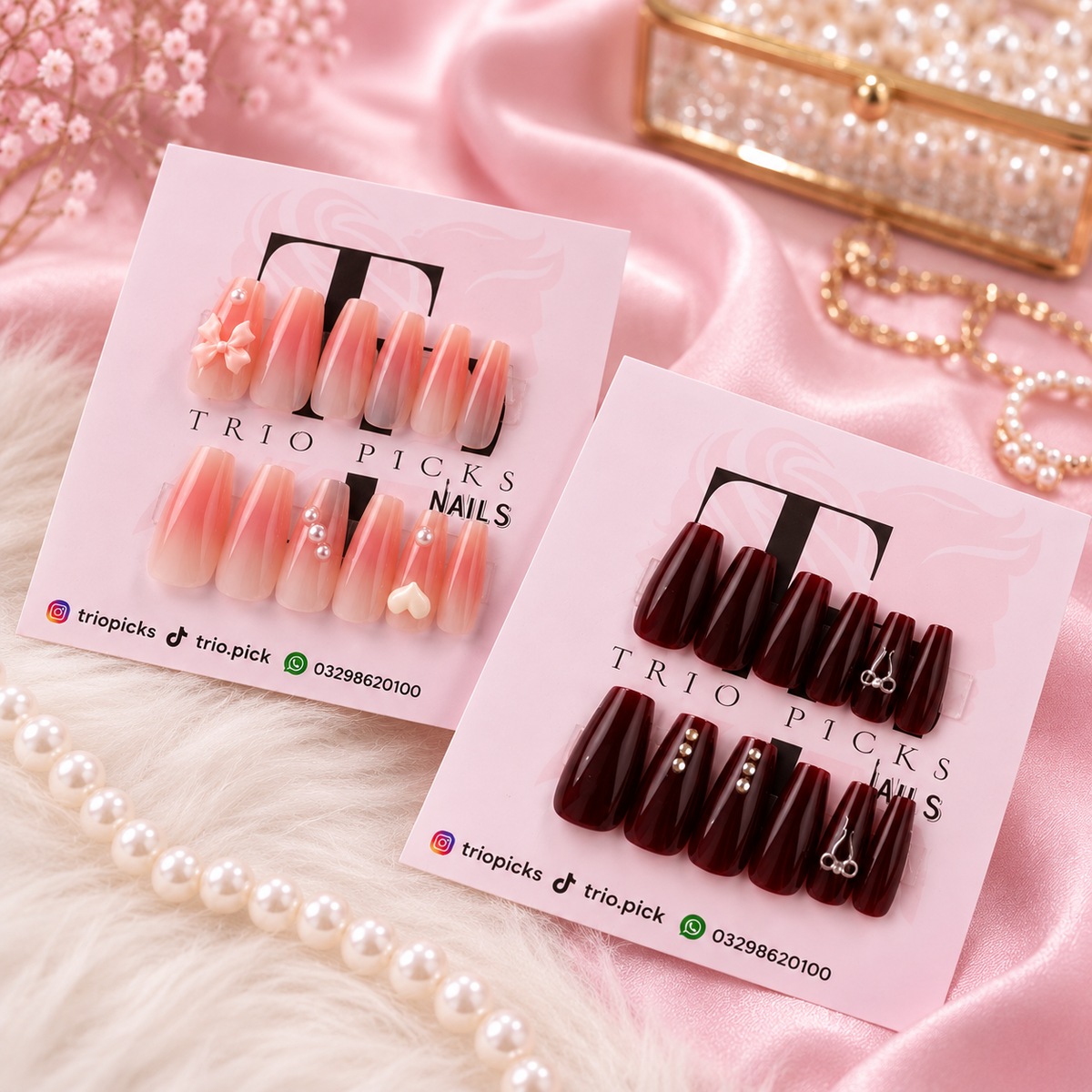 Peach & Burgundy Nail Duo