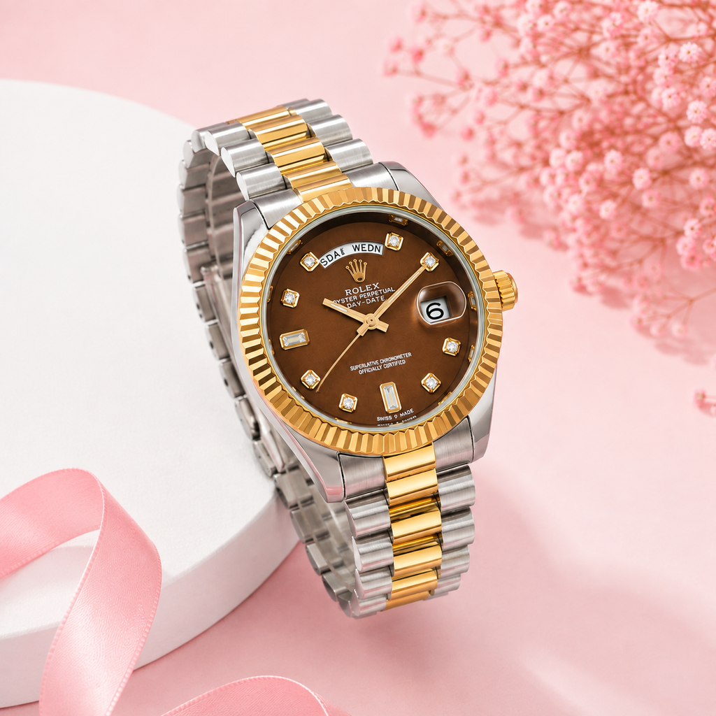 Oystersteel Watch With Fluted Bezel For Women