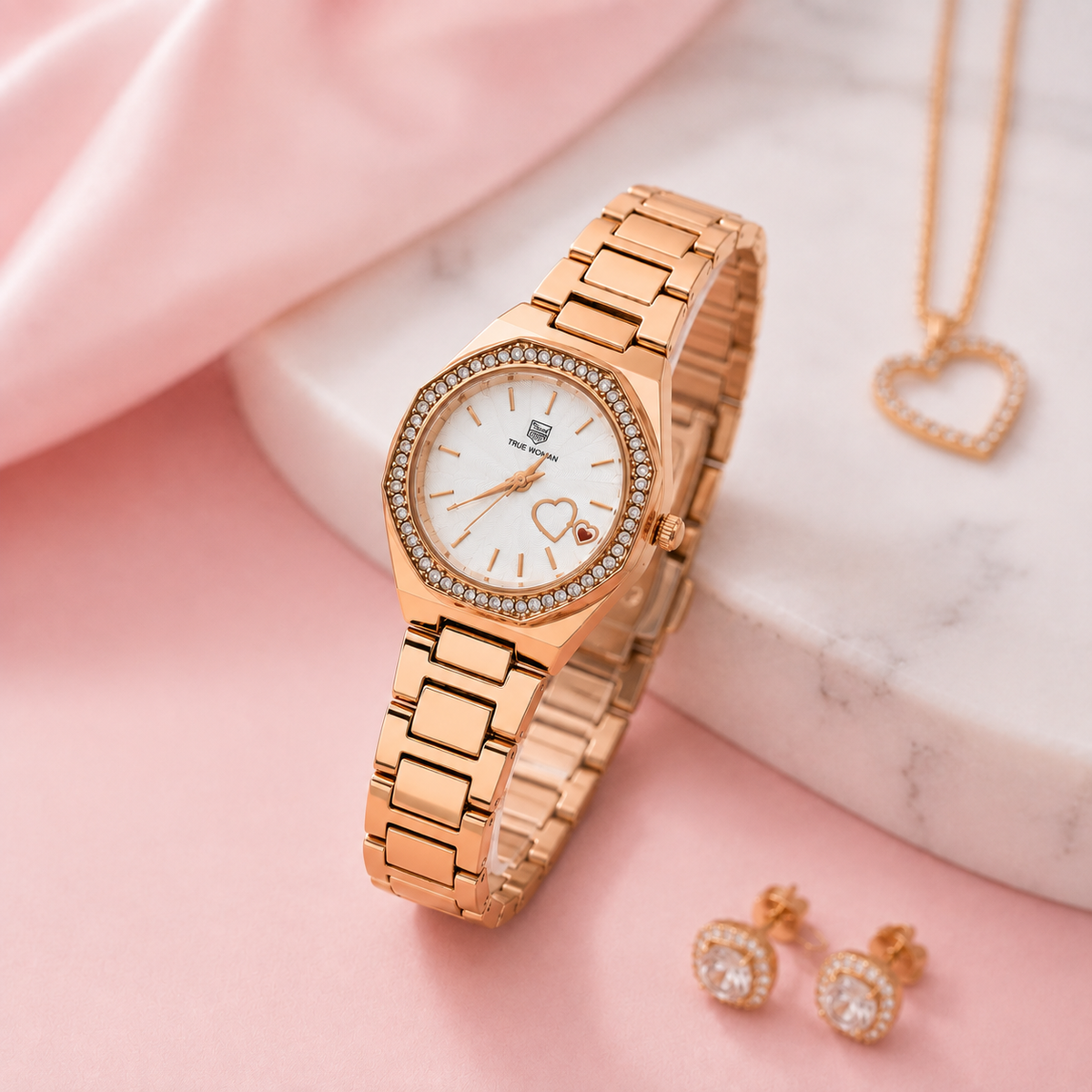 Rose Gold Heart Watch