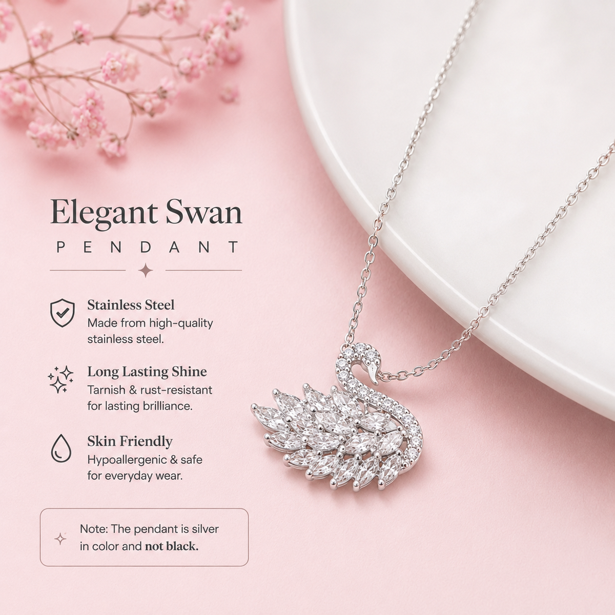 Elegant Swan Pendant