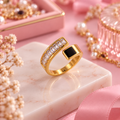 Gold Crystal Open Ring