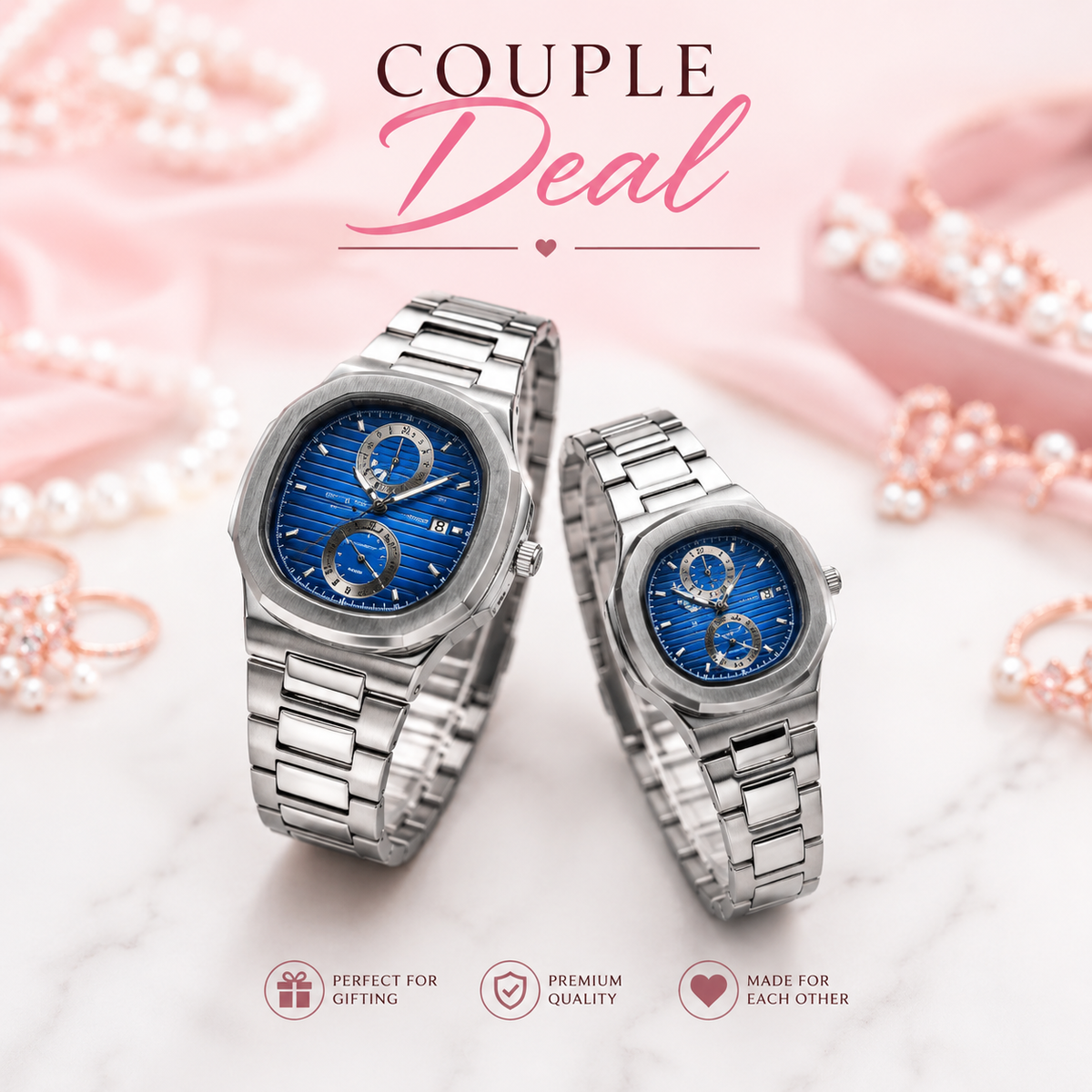 Royal Blue Couple Watch Set