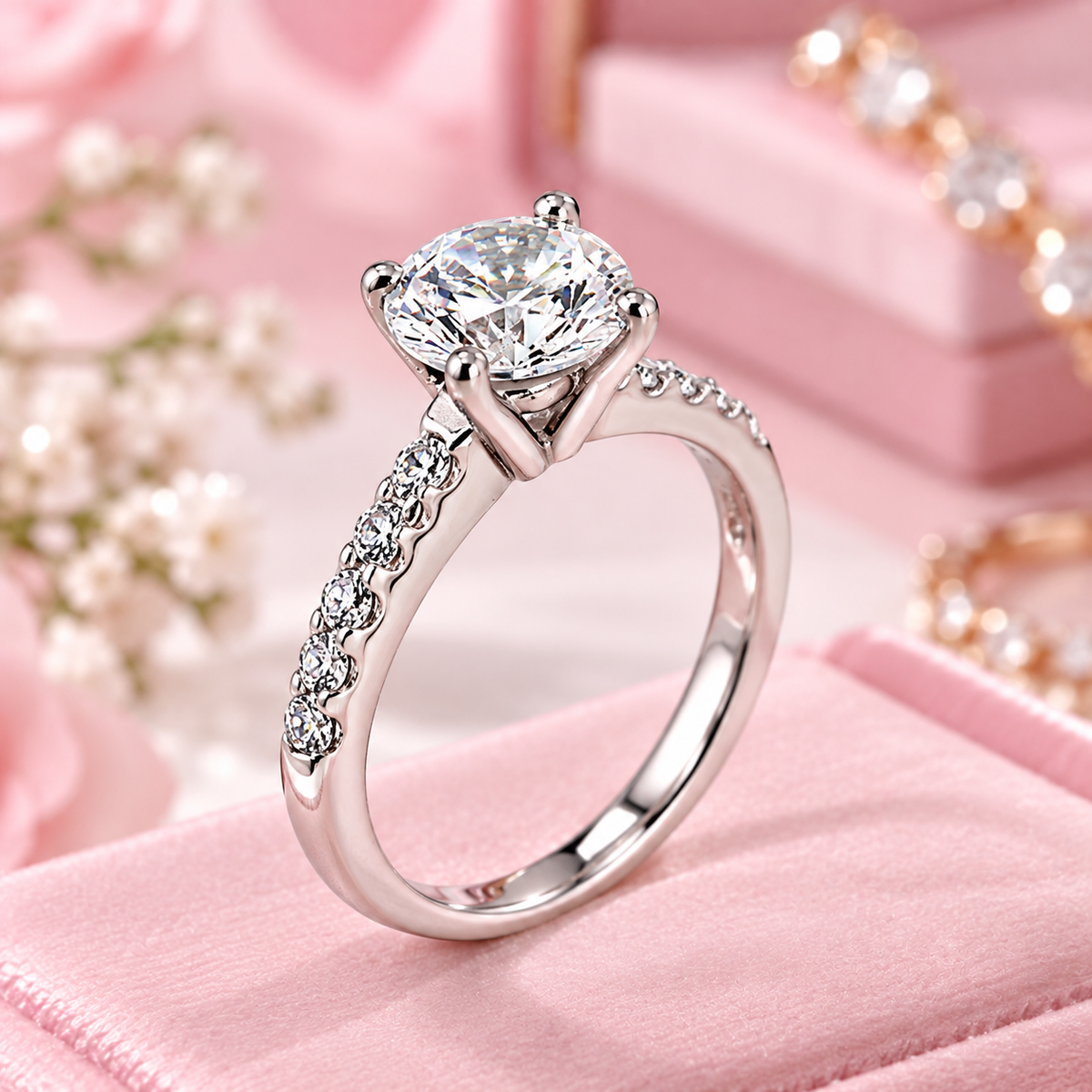 Elegant Solitaire Diamond Ring – Stainless Steel